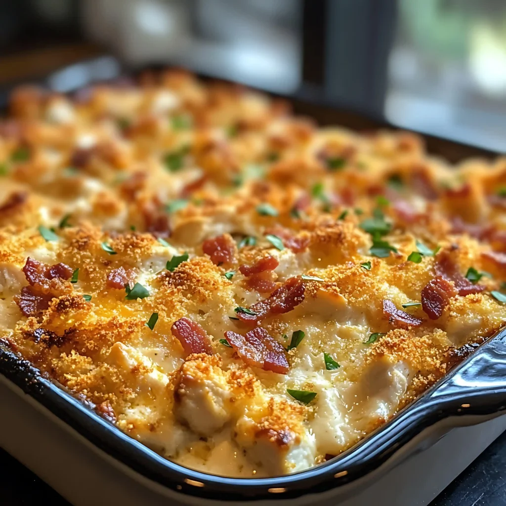 Hamburger and Hash Brown Potato Casserole in a baking dish