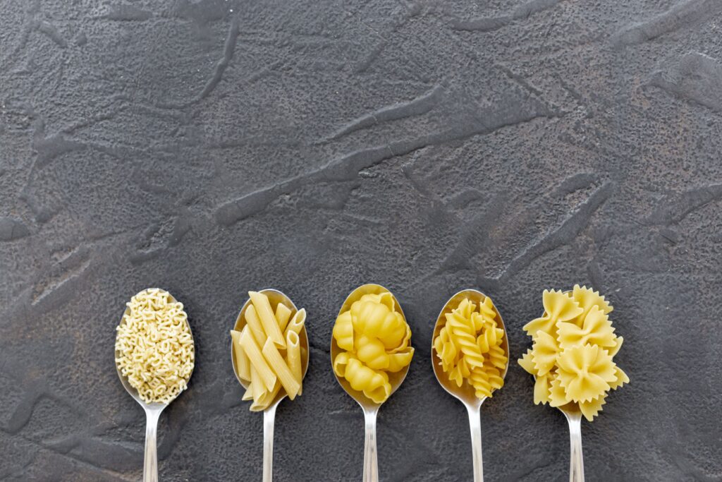 Various pasta shapes for mac and cheese.