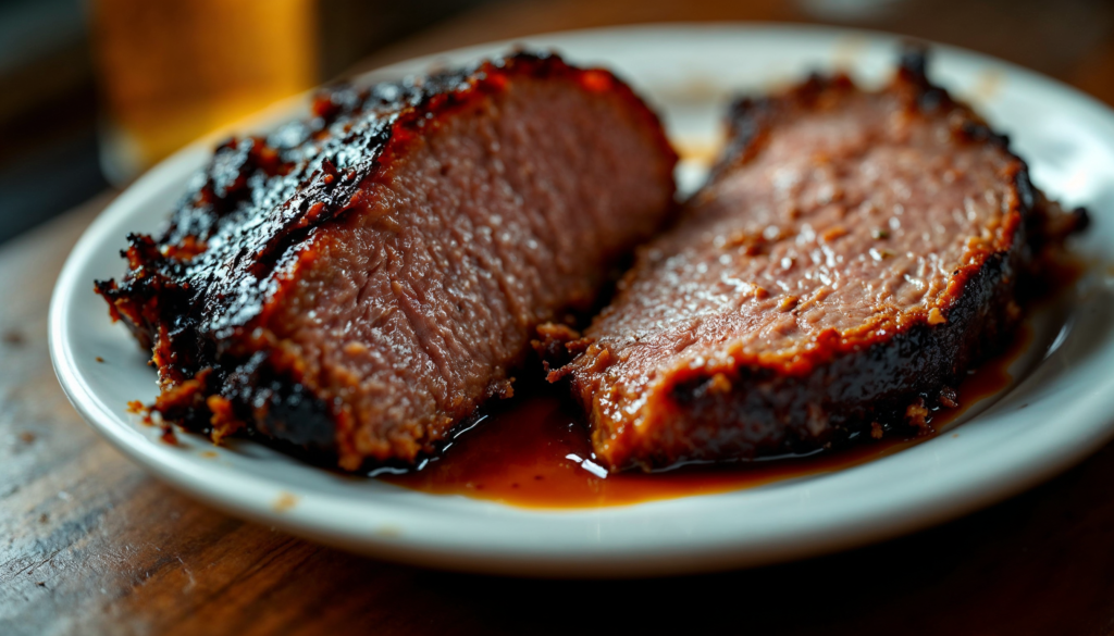 Dry brisket on a plate