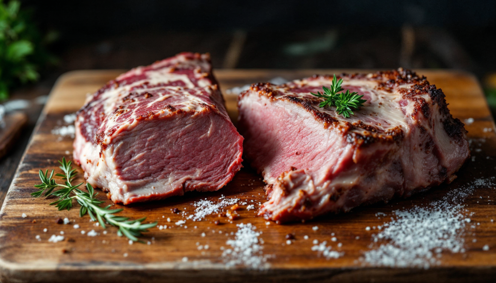 Comparison of brisket point and flat cuts.