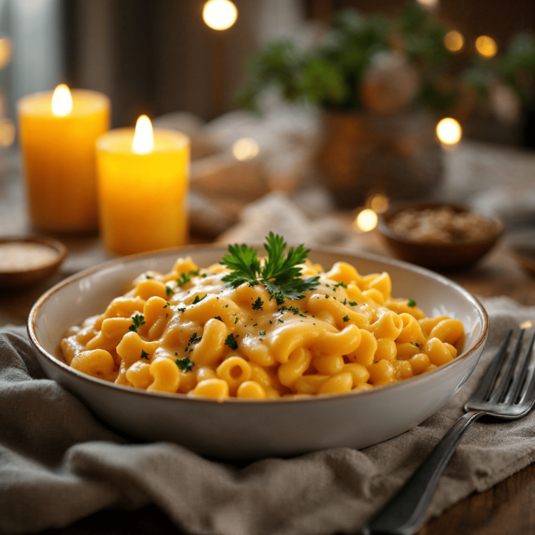 Cavatappi pasta in creamy mac and cheese.