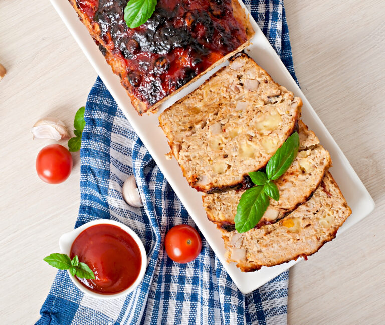 Traditional Italian meatloaf with marinara sauce