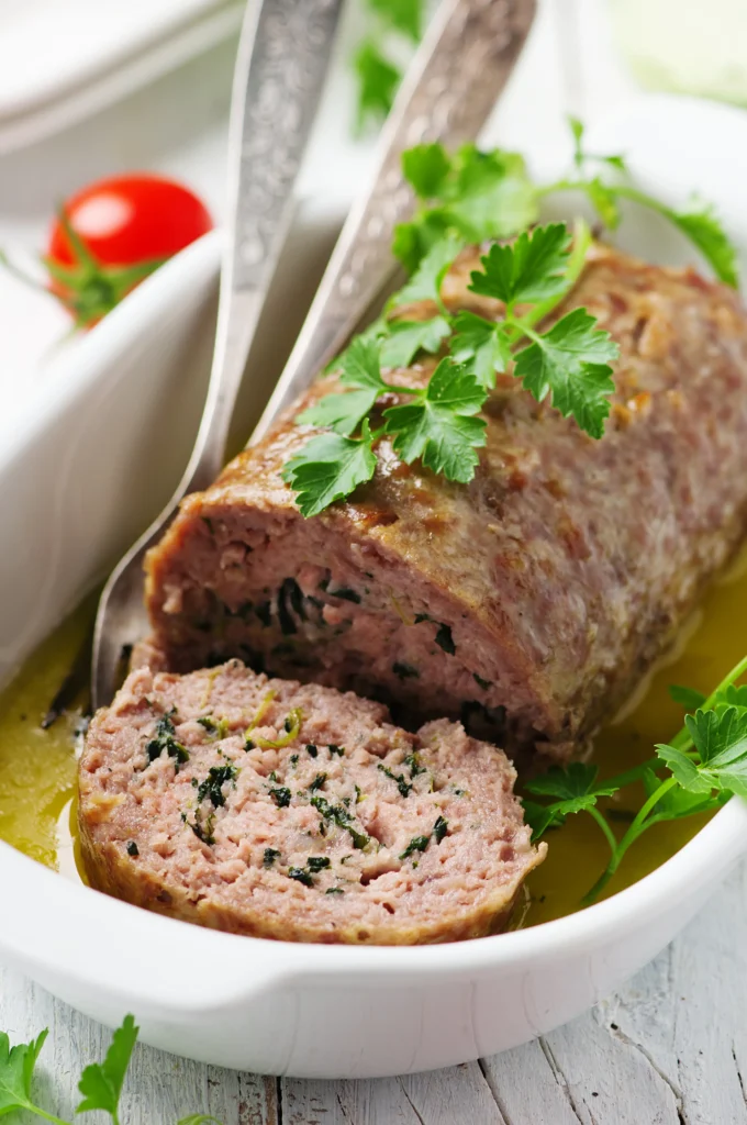 An Italian meatloaf baking in the oven