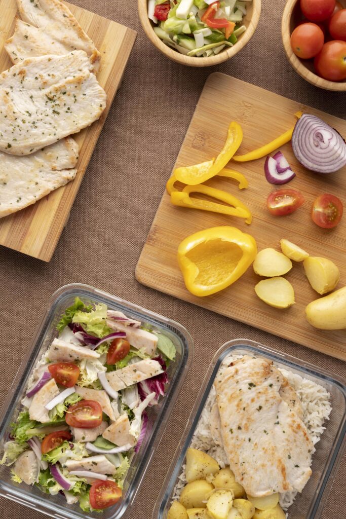 Containers of chicken salad and prepackaged soups displayed at Costco