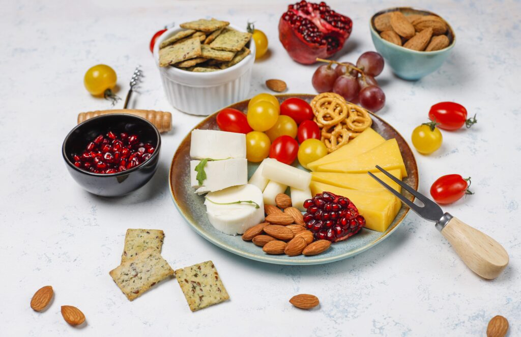 A cheese board with healthy pairings